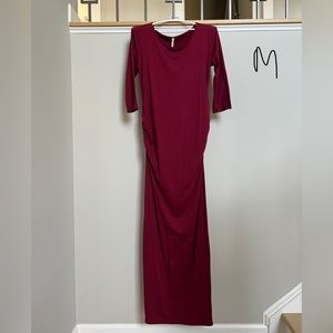 Maternity dress red stretchy medium